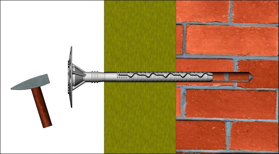 Insulation fixing KI 10N with metal pin and long expansion zone