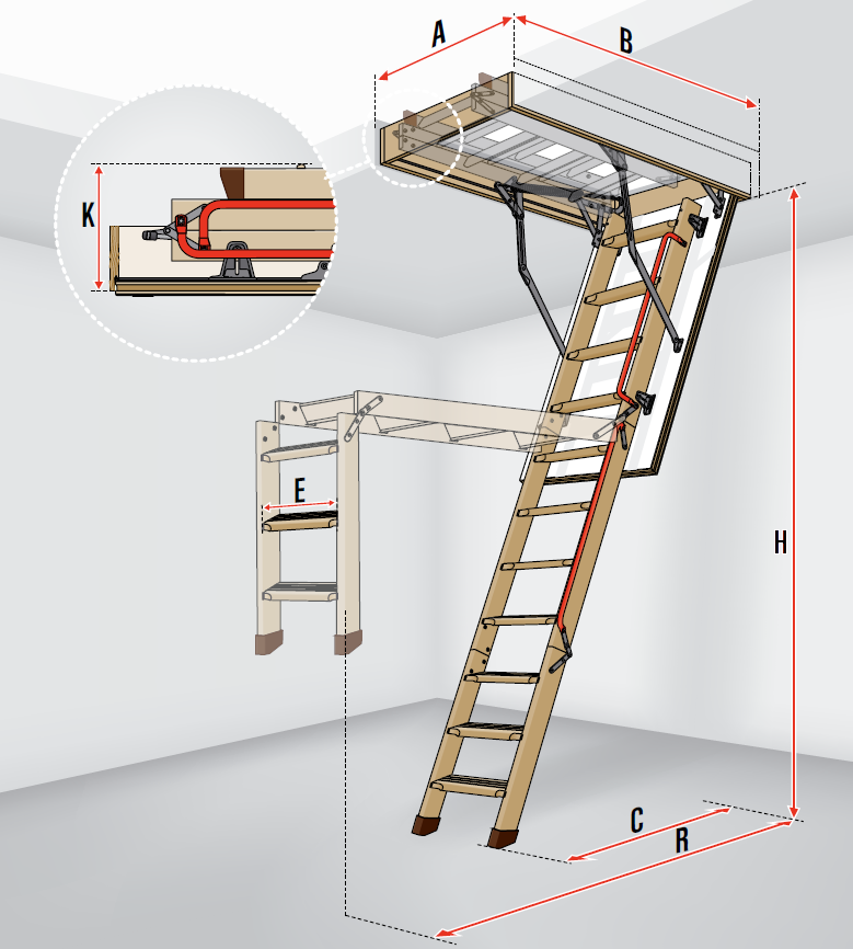 Bodentreppe FAKRO LWL LUX 70x120 x280cm Mehrteilige Bodentreppen