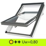 Thermo-isolante fenêtre de toit FAKRO FTT-U U6 : fenêtre à rotation en bois avec vernis de couleur blanche