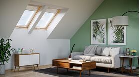 RoofLITE+ SOLID PINE | trä, pivåhängt, dubbelglas takfönster