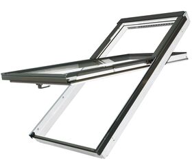 FAKRO FYU-V P2 proSky| trä, hög pivåhängt, säkerhets dubbelglas takfönster med ventilation 