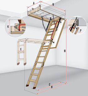 FAKRO Escalier escamotable LWK Plus, avec une echelle en bois