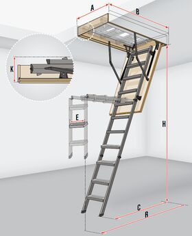 FAKRO Escalier escamotable LMS Smart, avec une echelle en metallique