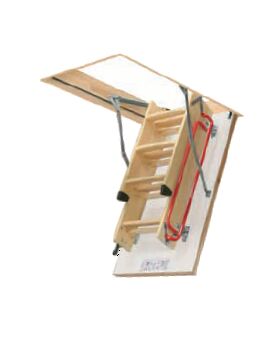 Bodentreppen FAKRO LWL Extra, mehrteilige Bodentreppe aus Holz mit Gasdruckfeder
